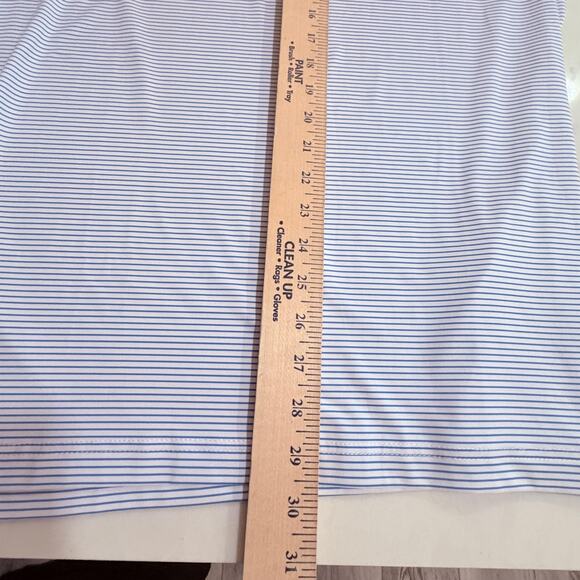 Grizzly Golf Polo Shirt Mens Large Blue White Stripe Performance Bear preppy - Picture 7 of 8